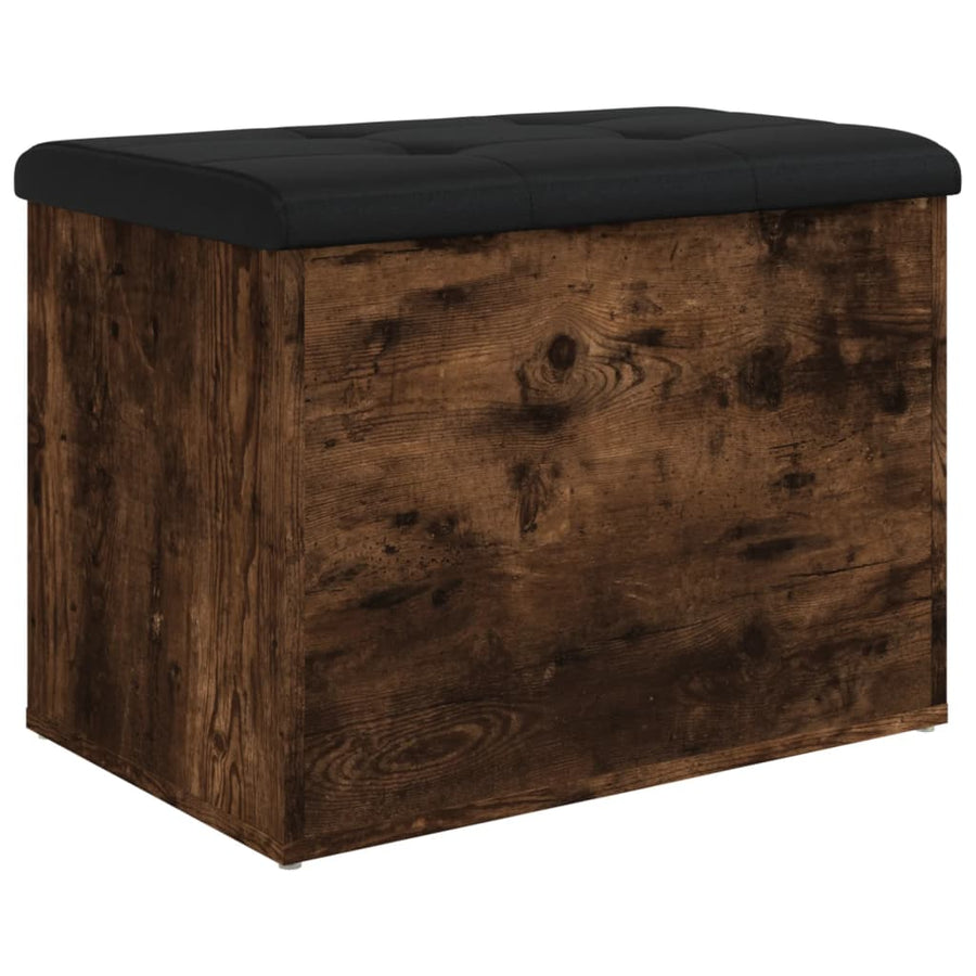 Opbergbankje Bewerkt Hout Kleurig 62 x 42 x 45 cm Gerookt eiken