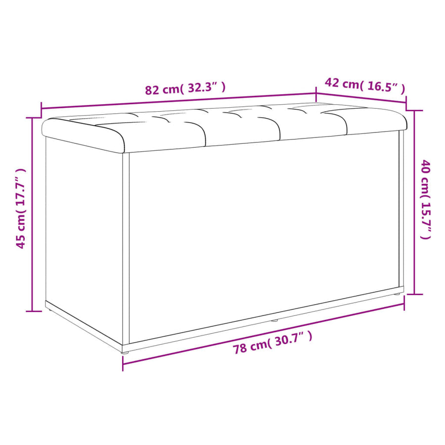 Opbergbankje Bewerkt Hout 82 x 42 x 45 cm Wit