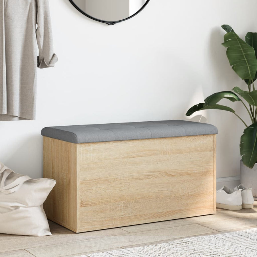 Opbergbankje Bewerkt Hout Kleurig 82 x 42 x 45 cm Sonoma eiken