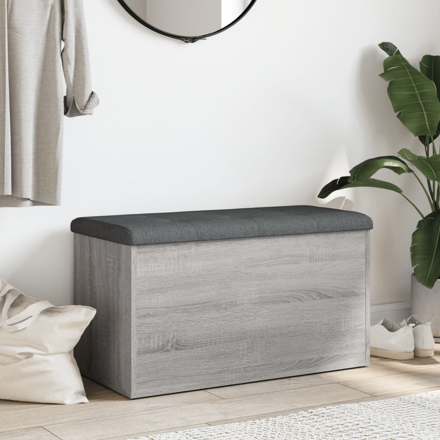 Opbergbankje Bewerkt Hout Eikenkleurig 82 x 42 x 45 cm Grijs sonoma
