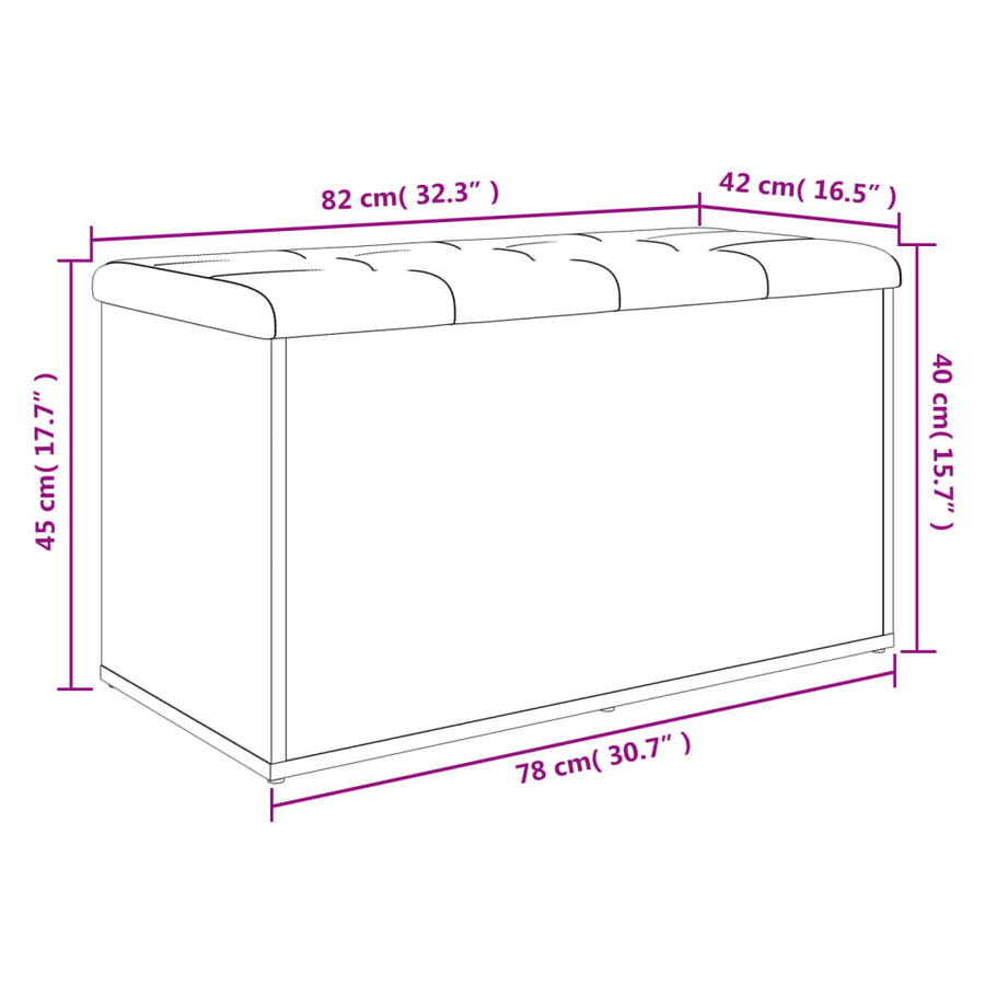 Opbergbankje Bewerkt Hout Eikenkleurig 82 x 42 x 45 cm Grijs sonoma