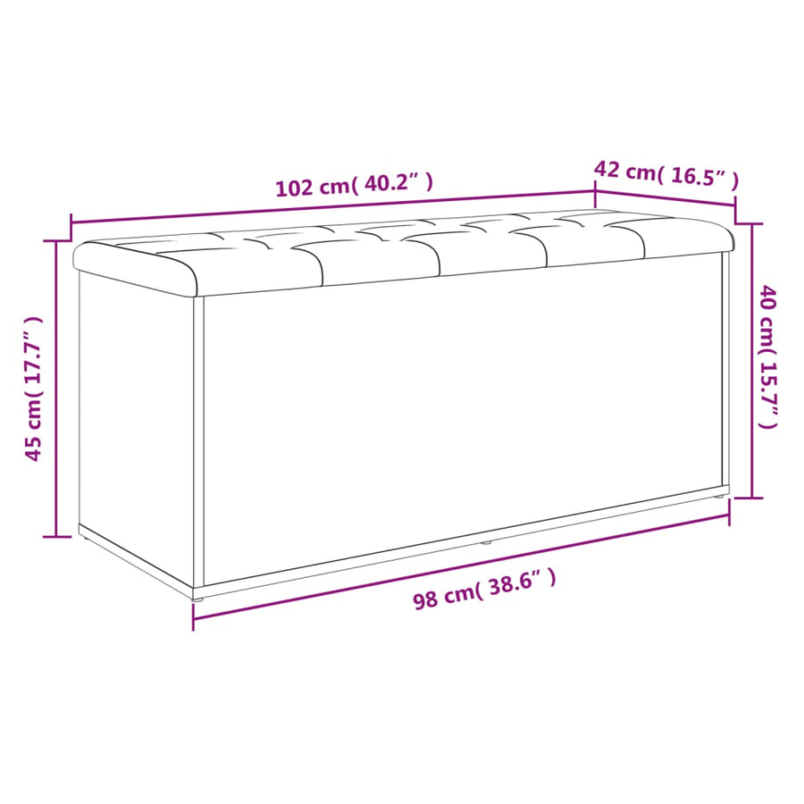 Opbergbankje Bewerkt Hout 102 x 42 x 45 cm Betongrijs