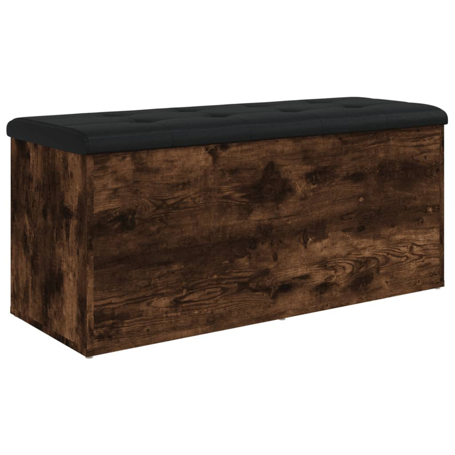 Opbergbankje Bewerkt Hout Kleurig 102 x 42 x 45 cm Gerookt eiken