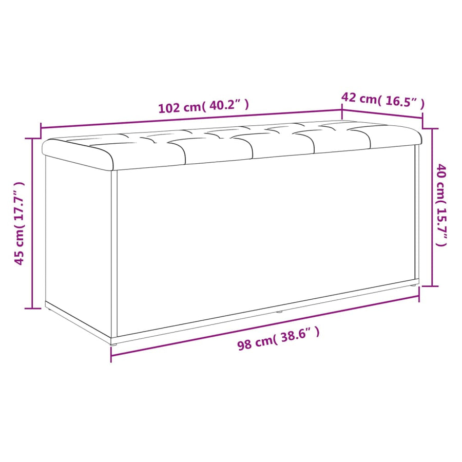 Opbergbankje Bewerkt Hout Kleurig 102 x 42 x 45 cm Gerookt eiken