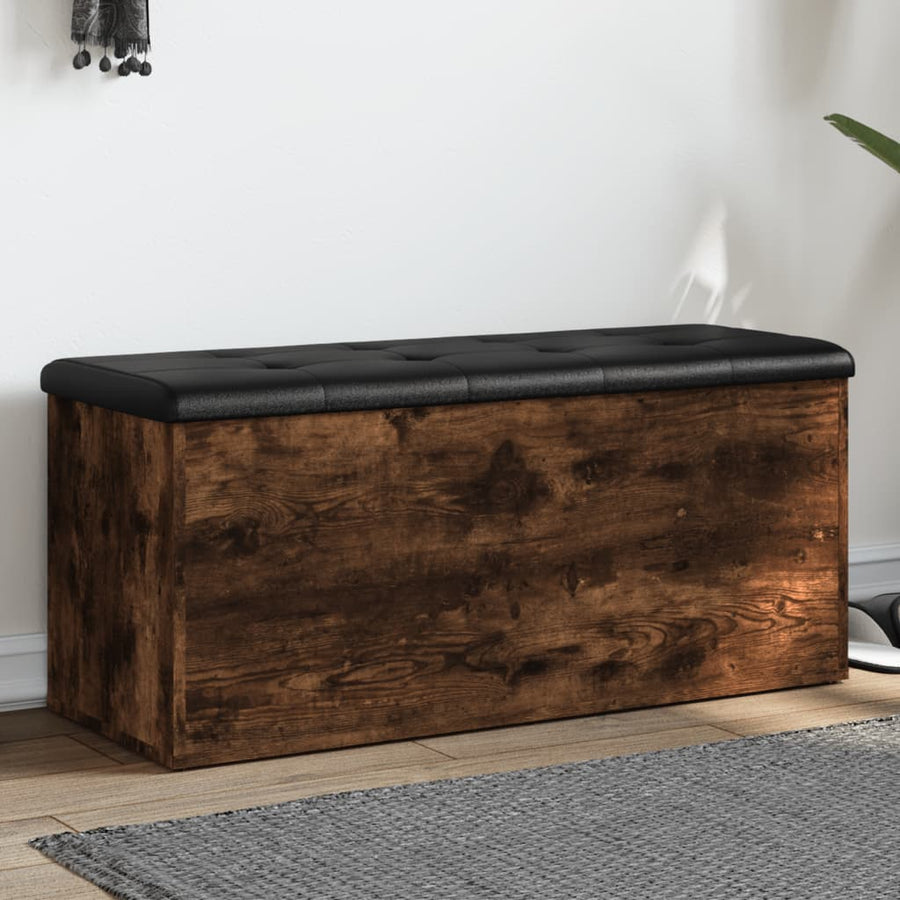 Opbergbankje Bewerkt Hout Kleurig 102 x 42 x 45 cm Gerookt eiken