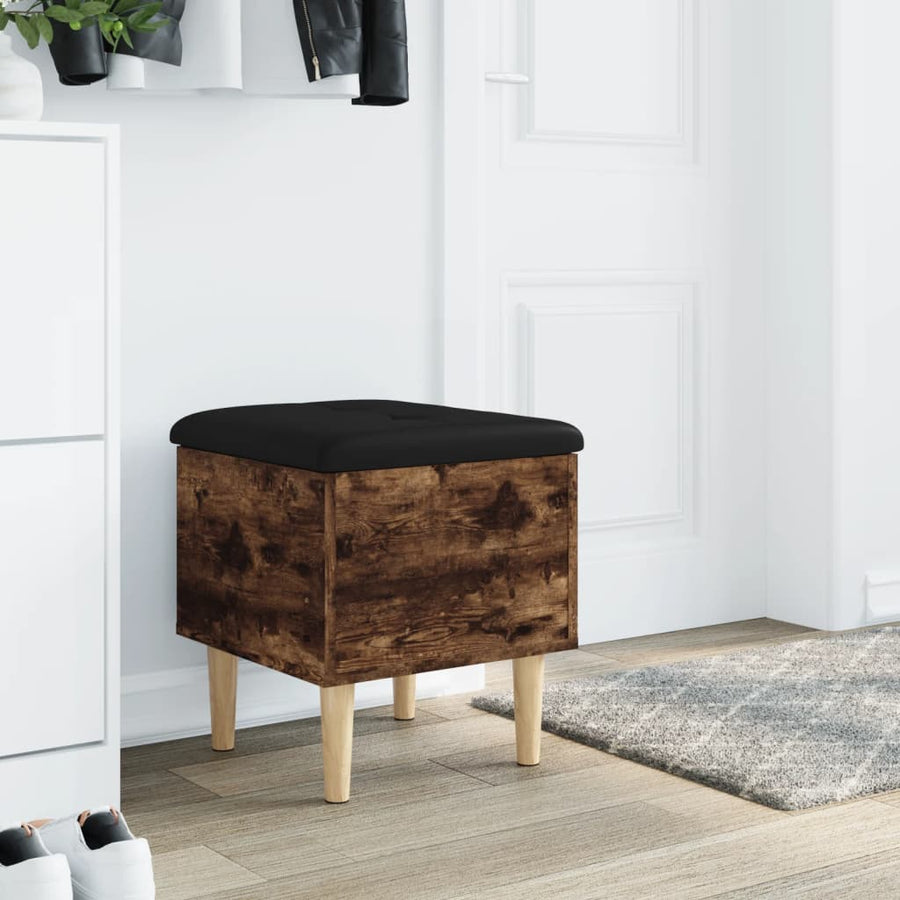 Opbergbankje Bewerkt Hout Kleurig 42 x 42 x 46 cm Gerookt eiken