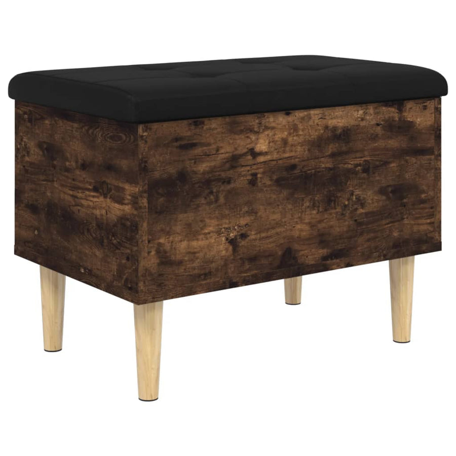 Opbergbankje Bewerkt Hout Kleurig 62 x 42 x 46 cm Gerookt eiken