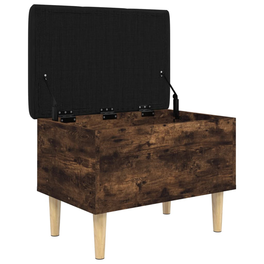 Opbergbankje Bewerkt Hout Kleurig 62 x 42 x 46 cm Gerookt eiken