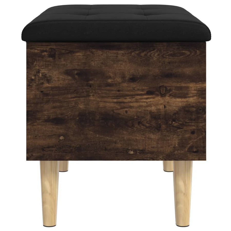 Opbergbankje Bewerkt Hout Kleurig 62 x 42 x 46 cm Gerookt eiken