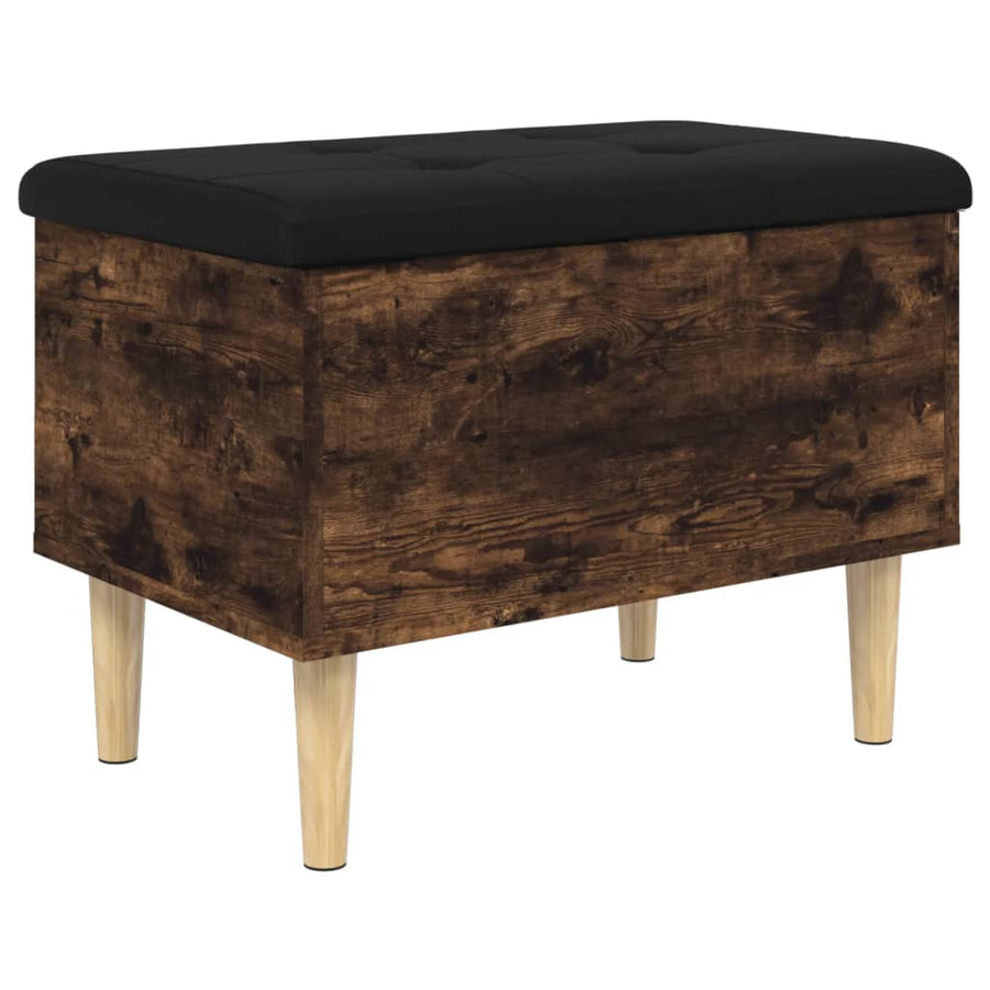 Opbergbankje Bewerkt Hout Kleurig 62 x 42 x 46 cm Gerookt eiken