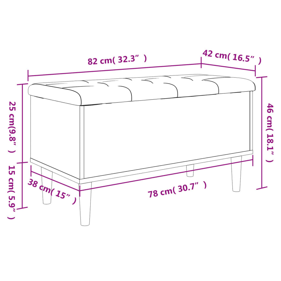 Opbergbankje Bewerkt Hout 82 x 42 x 46 cm Wit