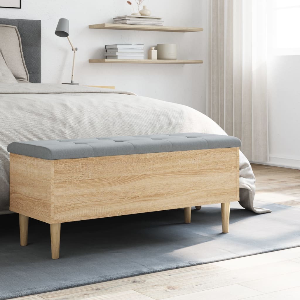 Opbergbankje 102x42x46 cm bewerkt hout sonoma eikenkleurig
