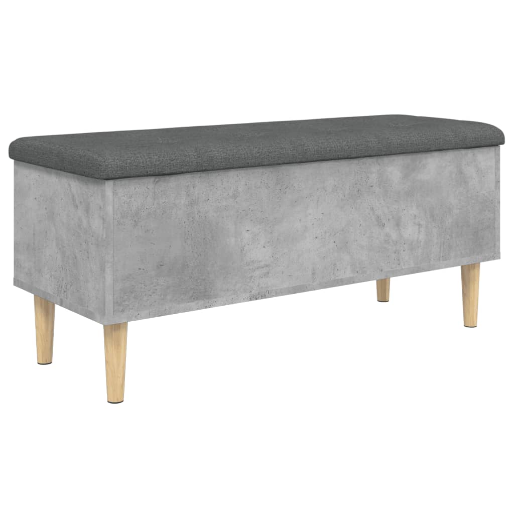 Opbergbankje 102x42x46 cm bewerkt hout betongrijs