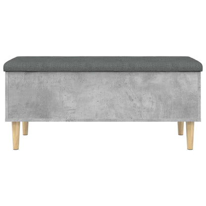 Opbergbankje 102x42x46 cm bewerkt hout betongrijs