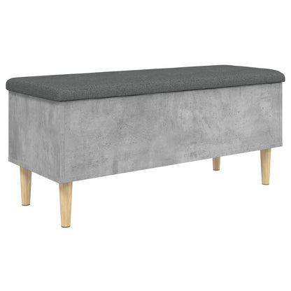 Opbergbankje 102x42x46 cm bewerkt hout betongrijs