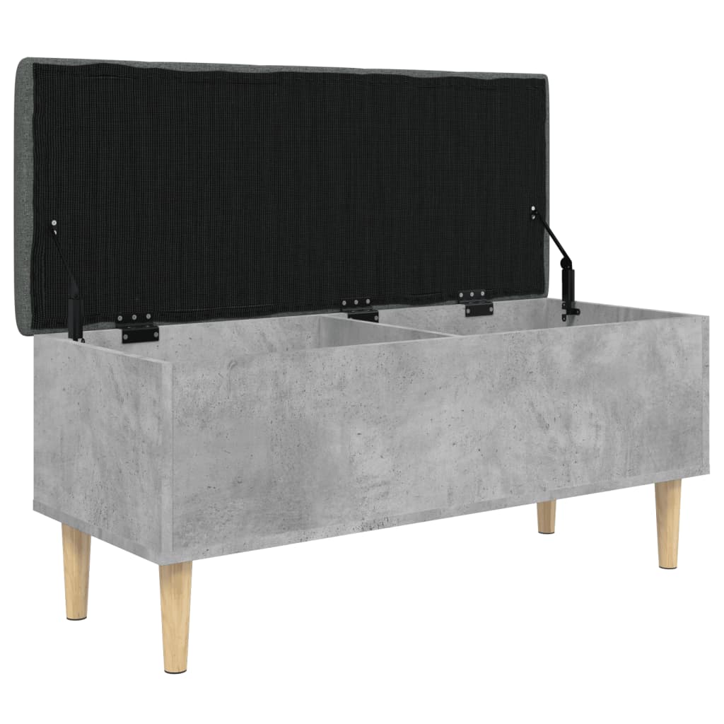 Opbergbankje 102x42x46 cm bewerkt hout betongrijs