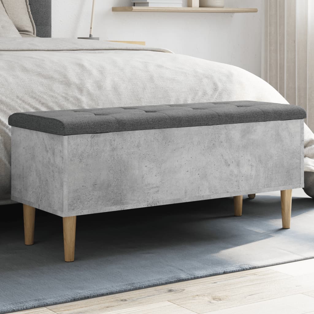 Opbergbankje 102x42x46 cm bewerkt hout betongrijs
