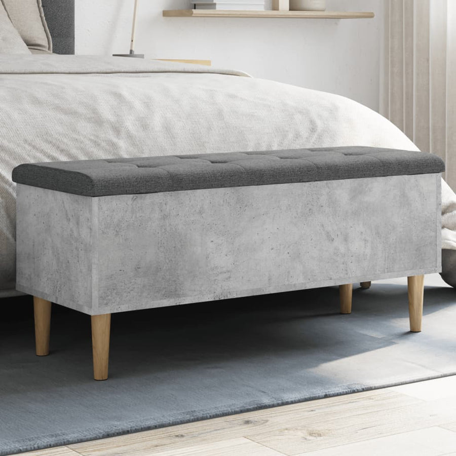 Opbergbankje 102x42x46 cm bewerkt hout betongrijs