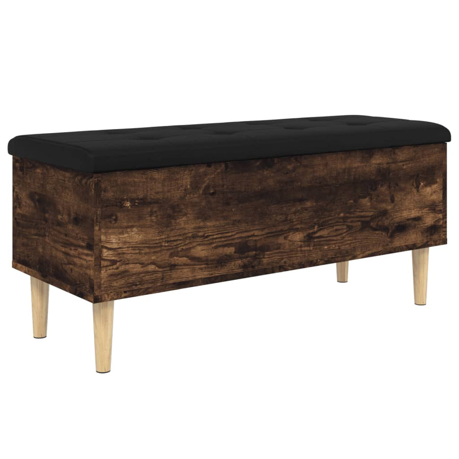Opbergbankje 102x42x46 cm bewerkt hout gerookt eikenkleurig