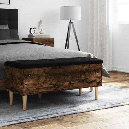 Opbergbankje 102x42x46 cm bewerkt hout gerookt eikenkleurig