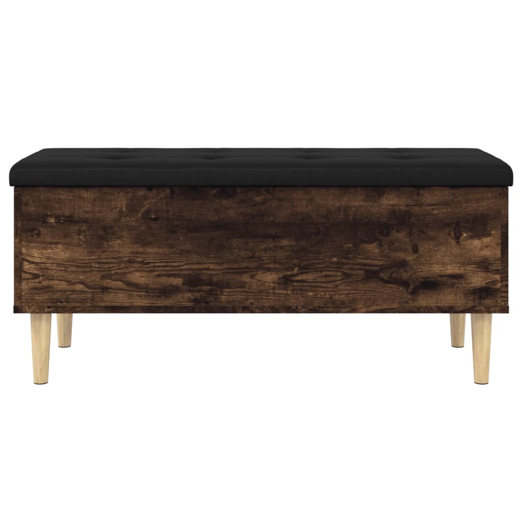 Opbergbankje 102x42x46 cm bewerkt hout gerookt eikenkleurig