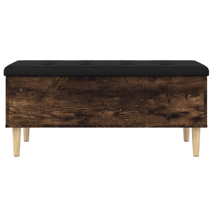 Opbergbankje 102x42x46 cm bewerkt hout gerookt eikenkleurig