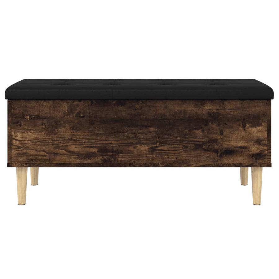 Opbergbankje 102x42x46 cm bewerkt hout gerookt eikenkleurig