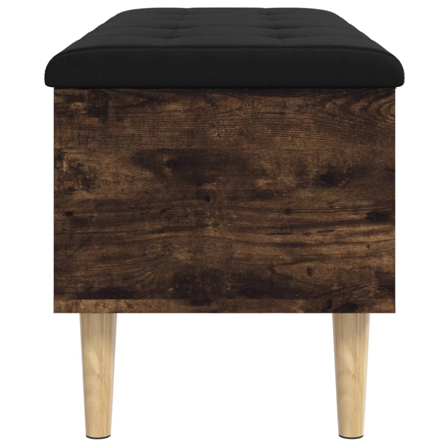 Opbergbankje 102x42x46 cm bewerkt hout gerookt eikenkleurig