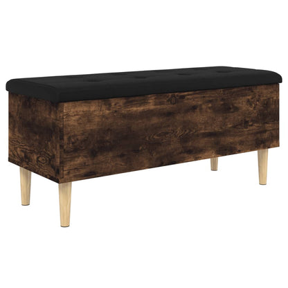 Opbergbankje 102x42x46 cm bewerkt hout gerookt eikenkleurig