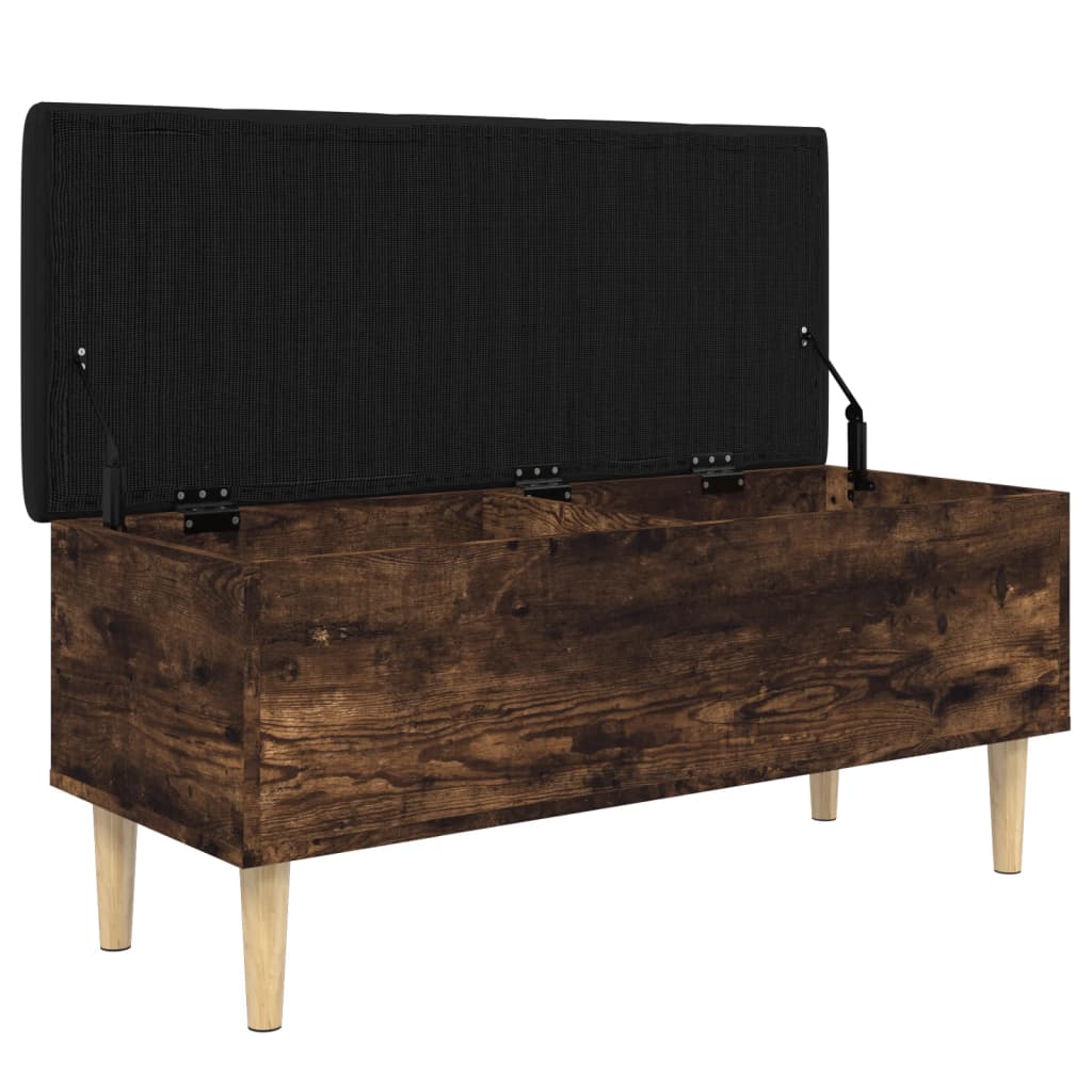 Opbergbankje 102x42x46 cm bewerkt hout gerookt eikenkleurig
