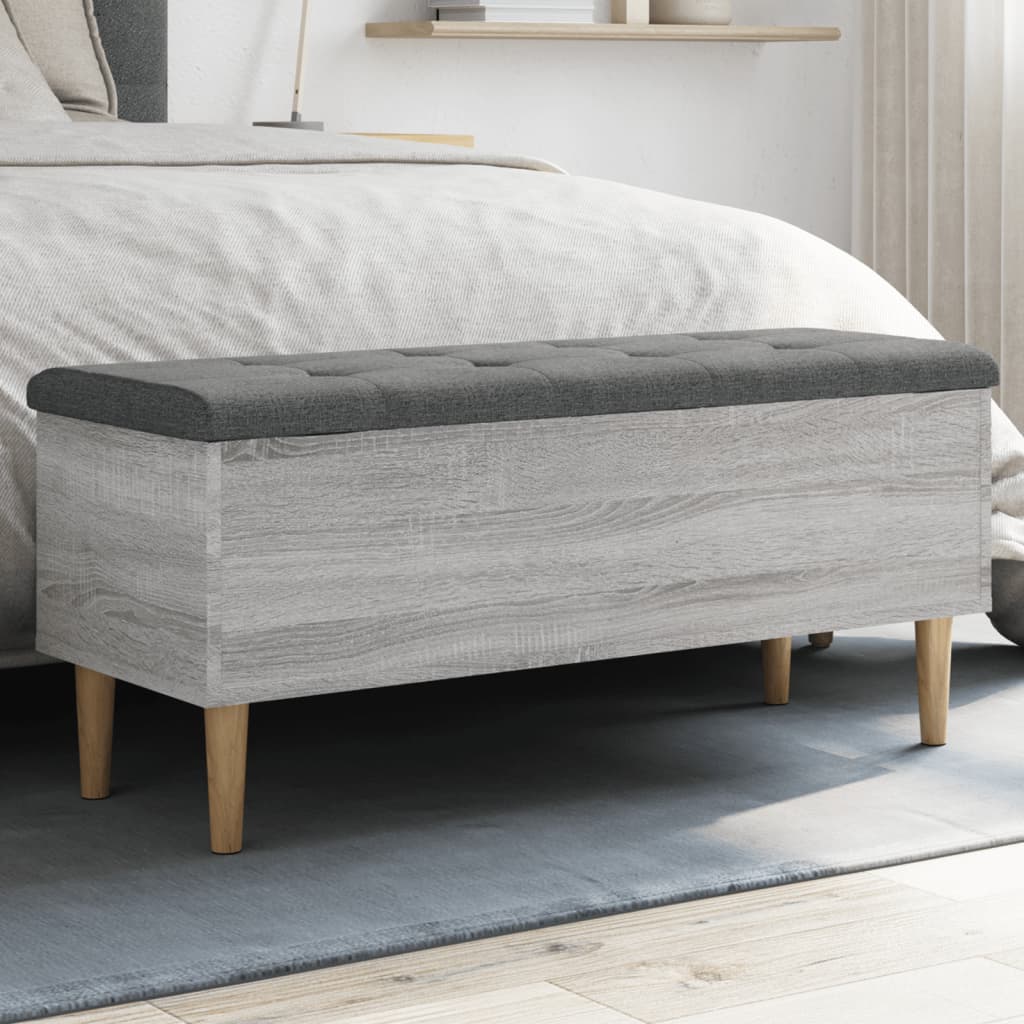Opbergbankje 102x42x46 cm bewerkt hout grijs sonoma eikenkleur