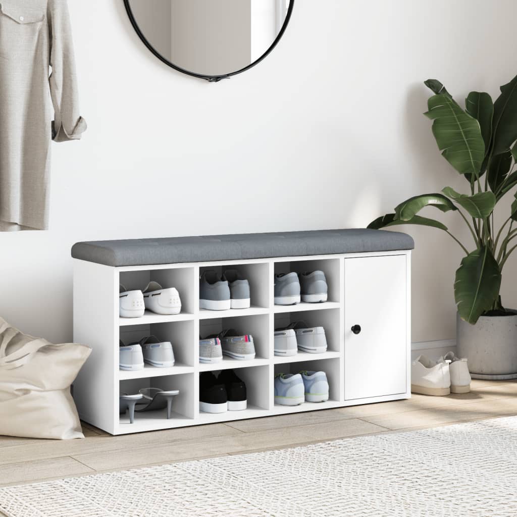 Schoenenbank 102X32X50 Cm Bewerkt Hout Wit