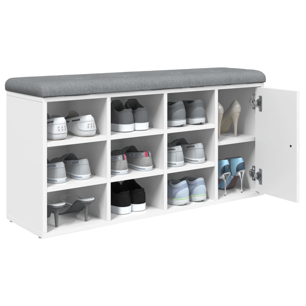 Schoenenbank 102X32X50 Cm Bewerkt Hout Wit