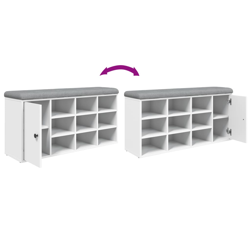 Schoenenbank 102X32X50 Cm Bewerkt Hout Wit