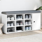 Shoe bench 102x32x50 cm engineered wood white
