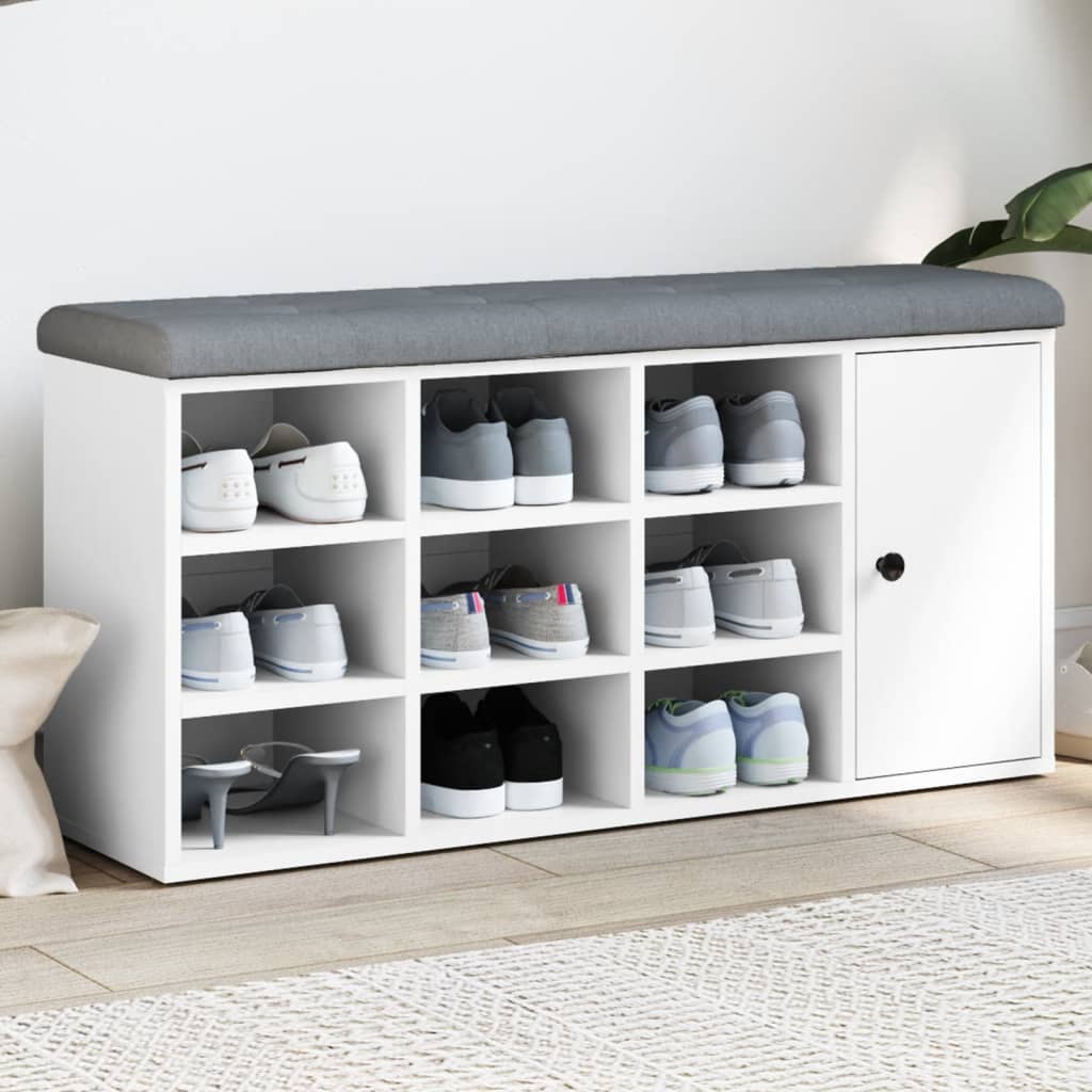 Schoenenbank 102X32X50 Cm Bewerkt Hout Wit