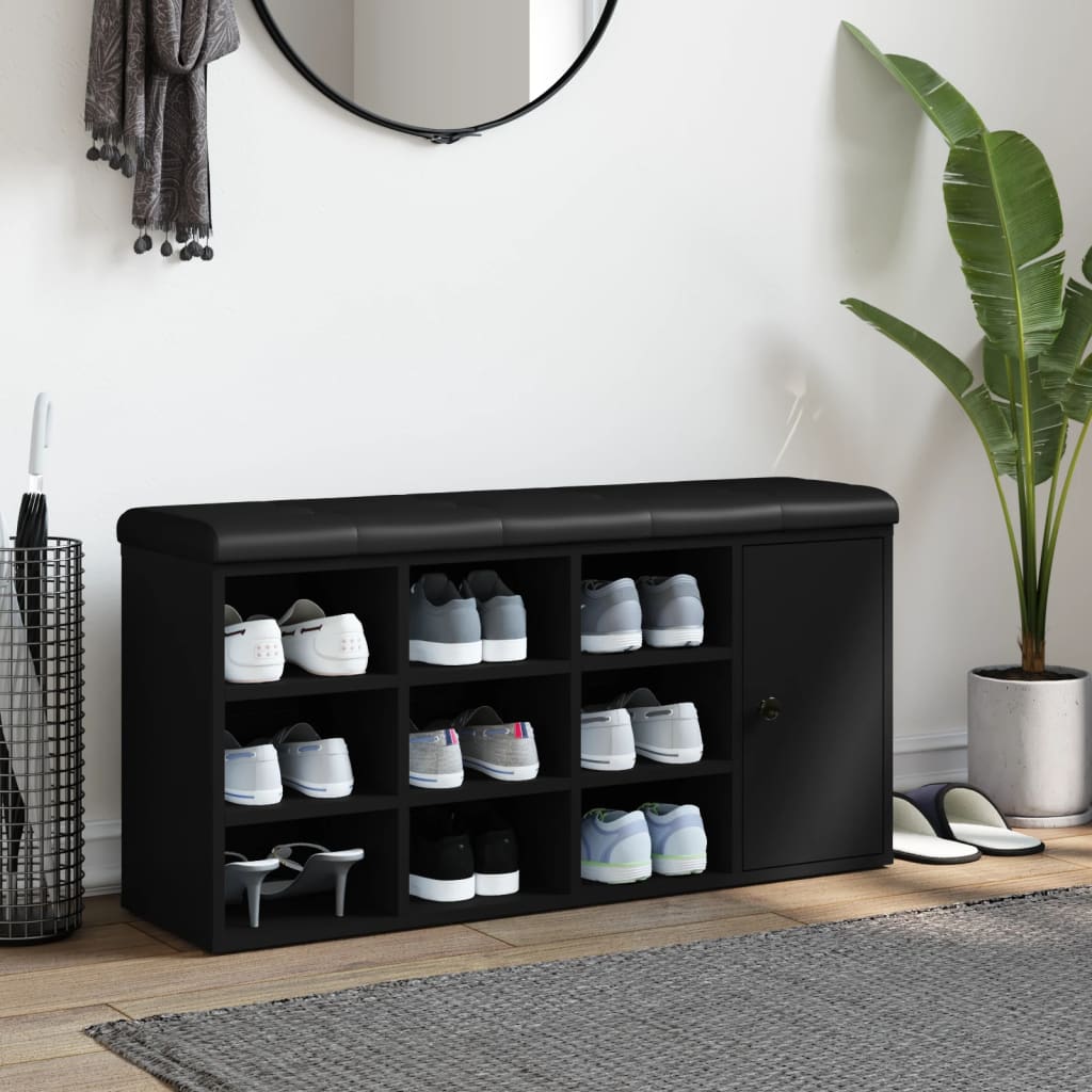 Schoenenbank 102X32X50 Cm Bewerkt Hout Zwart