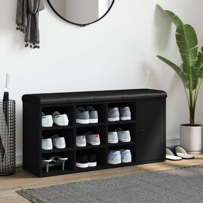 Schoenenbank 102X32X50 Cm Bewerkt Hout Zwart