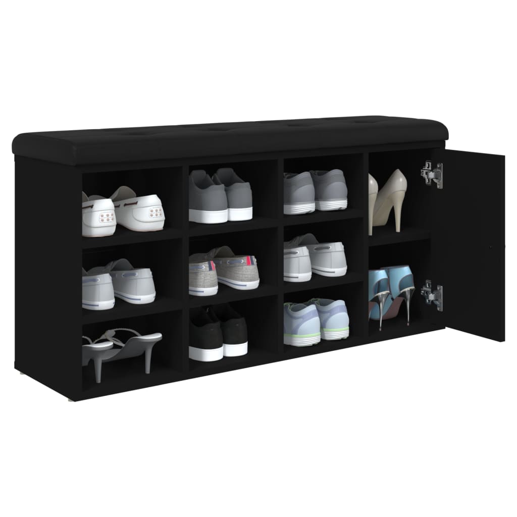 Schoenenbank 102X32X50 Cm Bewerkt Hout Zwart