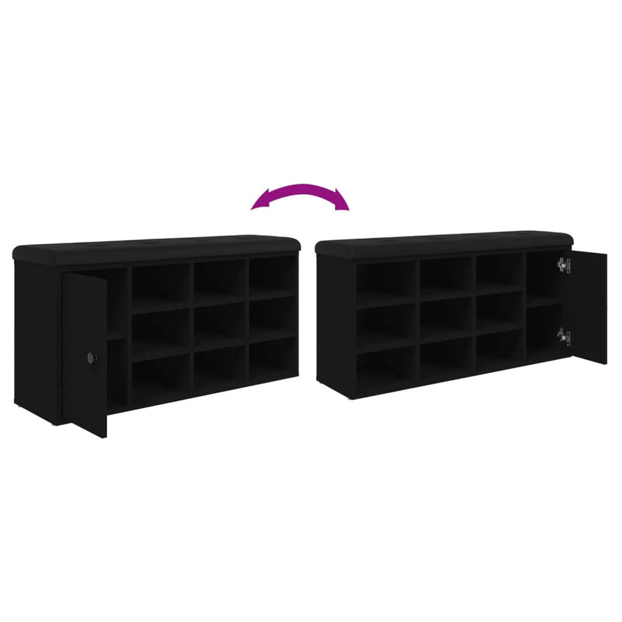 Schoenenbank 102X32X50 Cm Bewerkt Hout Zwart