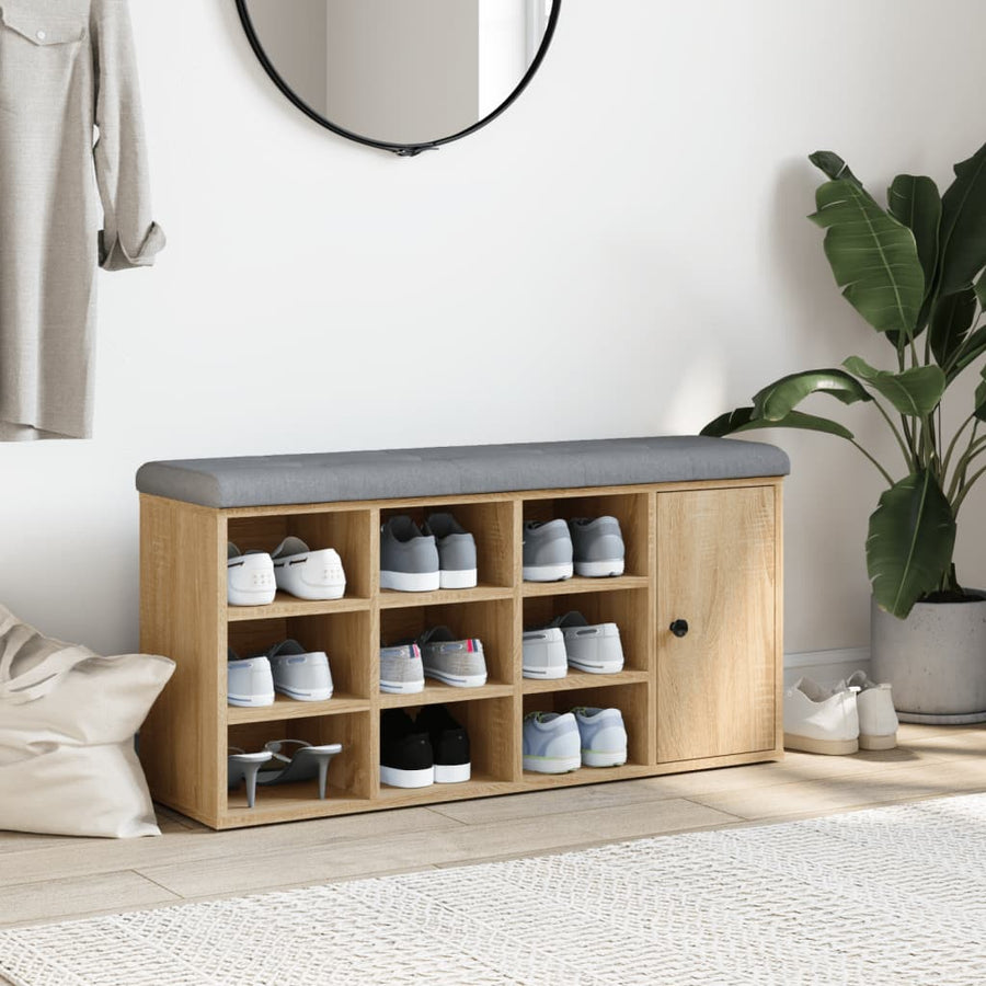 Schoenenbank 102X32X50 Cm Bewerkt Hout Kleurig Sonoma eiken