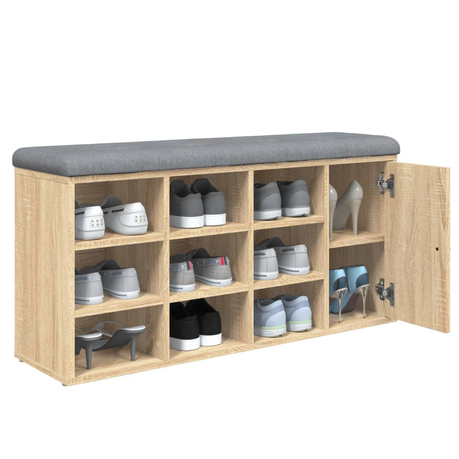 Schoenenbank 102X32X50 Cm Bewerkt Hout Kleurig Sonoma eiken