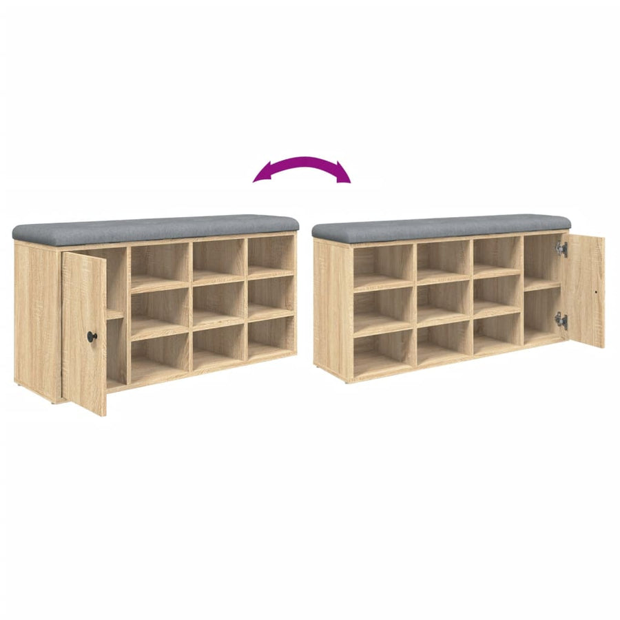 Schoenenbank 102X32X50 Cm Bewerkt Hout Kleurig Sonoma eiken