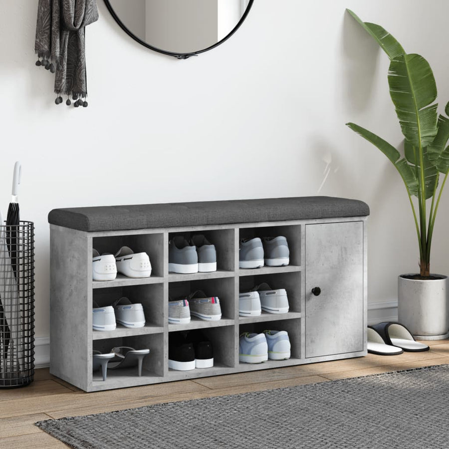 Schoenenbank 102X32X50 Cm Bewerkt Hout Betongrijs