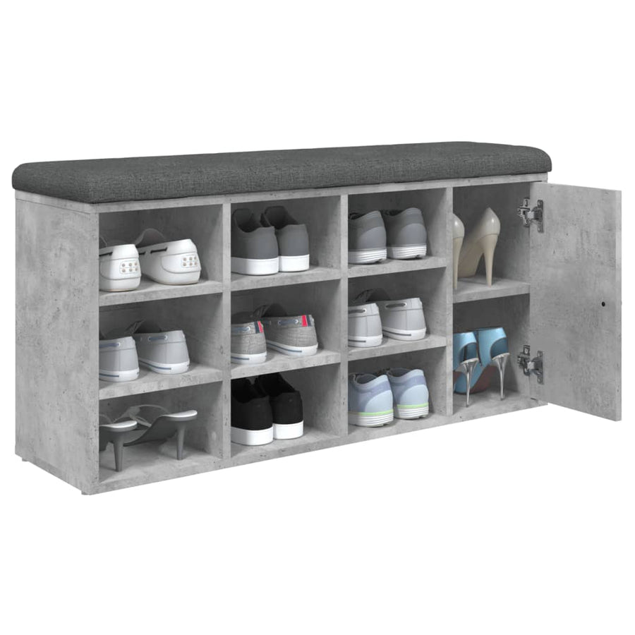 Schoenenbank 102X32X50 Cm Bewerkt Hout Betongrijs