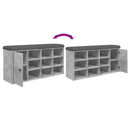 Schoenenbank 102X32X50 Cm Bewerkt Hout Betongrijs