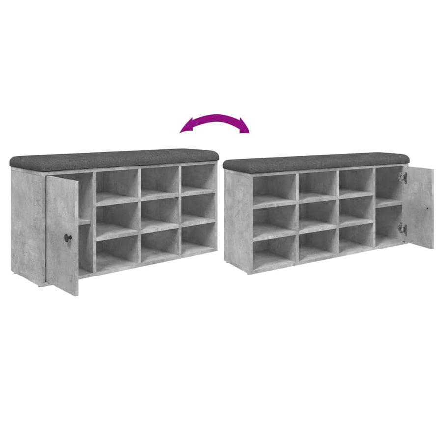Schoenenbank 102X32X50 Cm Bewerkt Hout Betongrijs