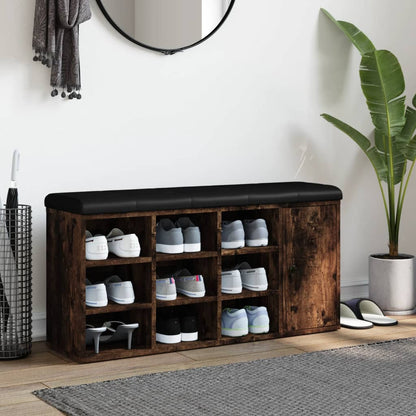 Schoenenbank 102X32X50 Cm Bewerkt Hout Kleurig Gerookt eiken