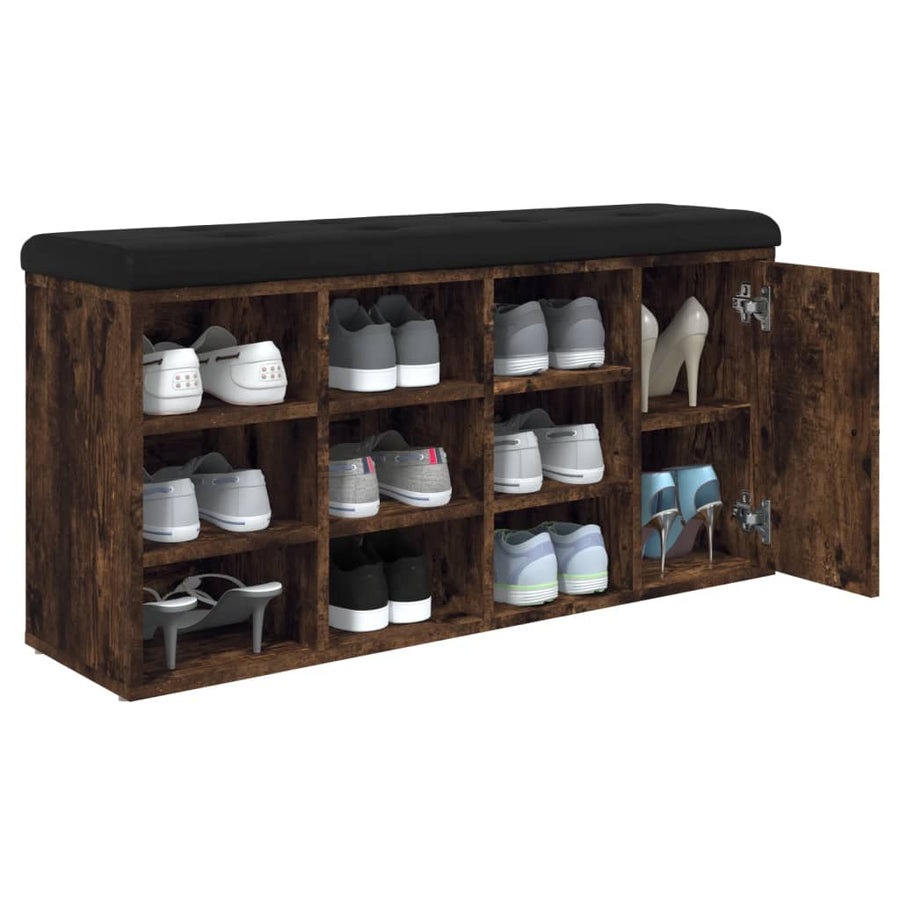 Schoenenbank 102X32X50 Cm Bewerkt Hout Kleurig Gerookt eiken