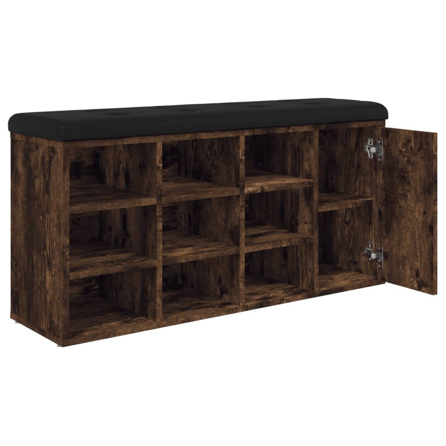 Schoenenbank 102X32X50 Cm Bewerkt Hout Kleurig Gerookt eiken